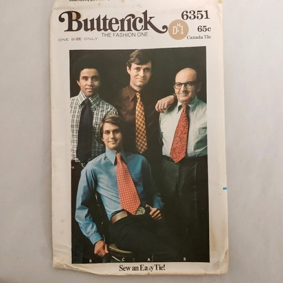 Vintage Tie Pattern Butterick 6351 Uncut - Picture 1 of 6